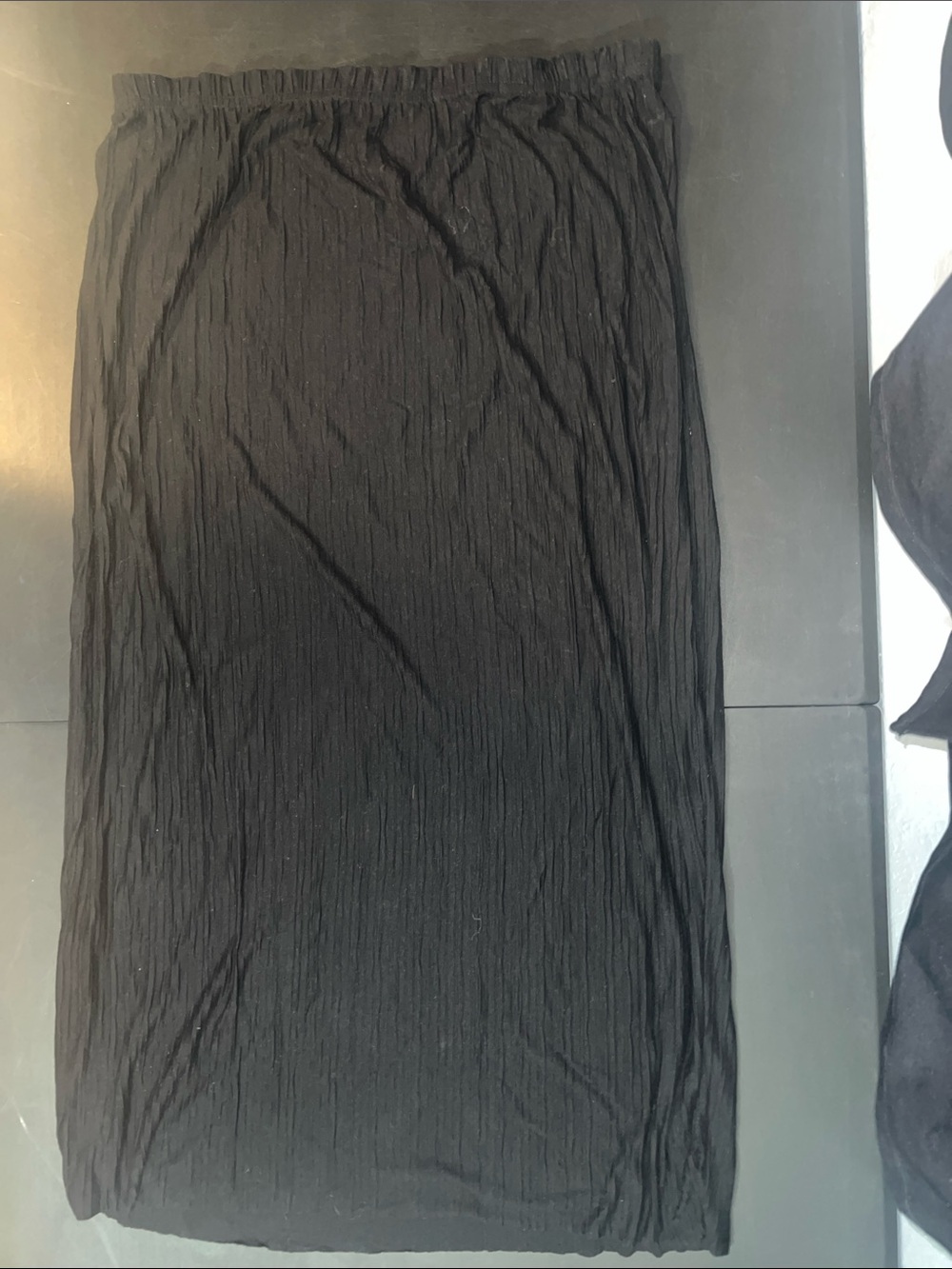 Women's Black Crinkled Maxi Skirt with Elastic Waist